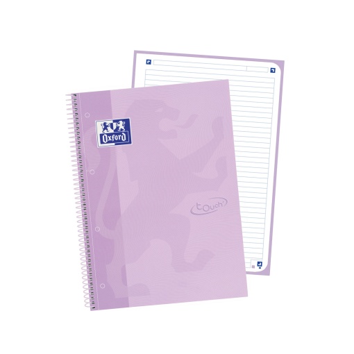 Caderno A4 capa dura espiral OXFORD Touch Europeanbook 1 pautado 80 folhas 90g cores pastel sortido