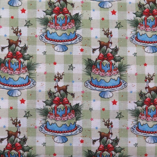 Tecido Natal Xadrez/Bolo 1x1,50m