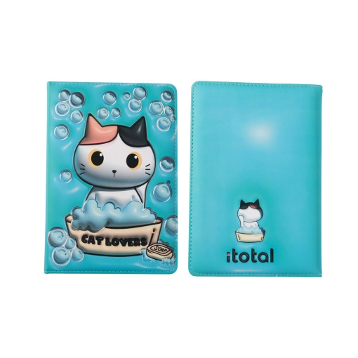 Caderno A5 I-TOTAL Gato Laranja 3D Liso 96 folhas