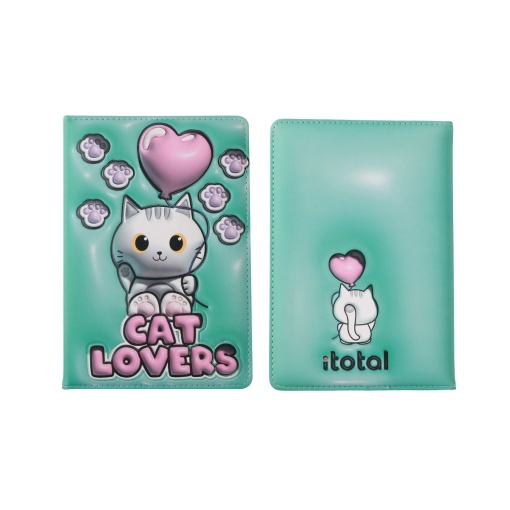 Caderno A5 I-TOTAL Gato Branco 3D Liso 96 folhas