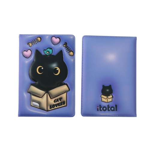 Caderno A5 I-TOTAL Gato Preto 3D Liso 96 folhas