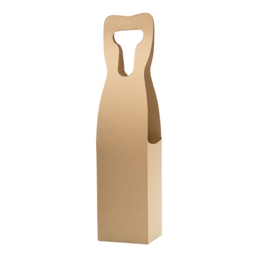 Caixa em Cartão para 1 garrafa Liscio Brown com pega 10,5x10,5x45,5cm Kraft