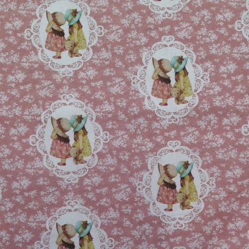 Tecido Digital Vintage Meninas Rosa 1x1,50m