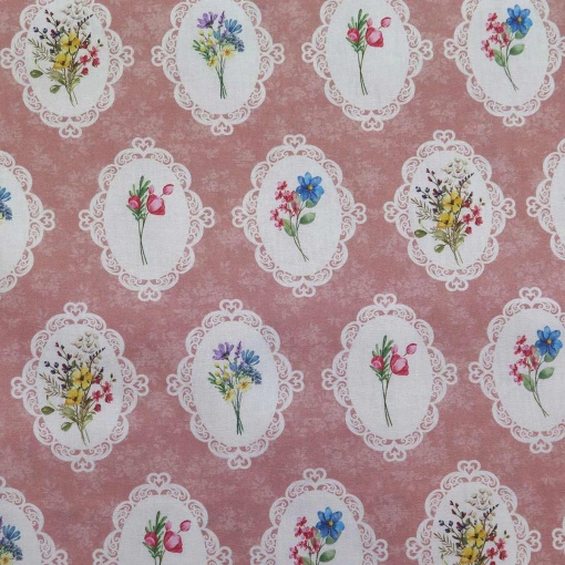 Tecido Digital Vintage Flores Rosa 1x1,50m