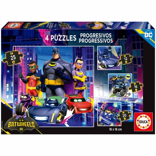 Puzzle EDUCA 12-16-20-25 peças Progressivo DC Batwheels
