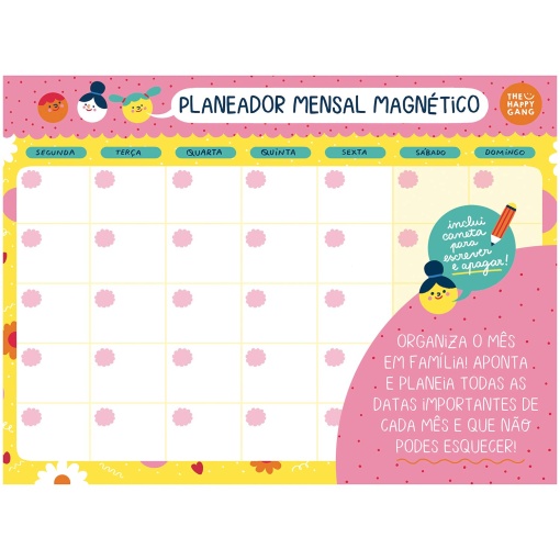 Planificador Mensal Magnético The HAPPY Gang 415x310mm