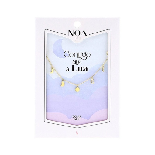 Colar Aço Dourado NOA Story Lua "Contigo até à lua"