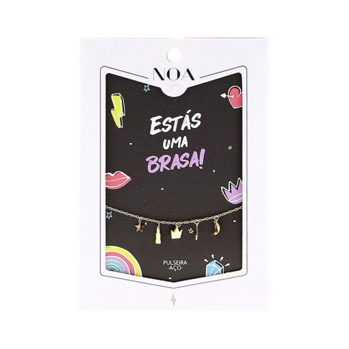 Pulseira aço dourado NOA Story "Estás uma brasa"