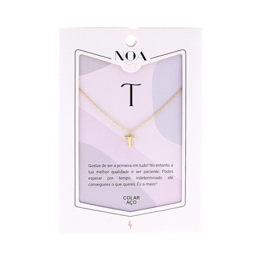 Colar de aço dourado NOA Story letra "T"