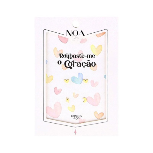 Brincos Aço Dourado NOA STORY ôRoubaste-me o Coraçãoö (4 unidades)