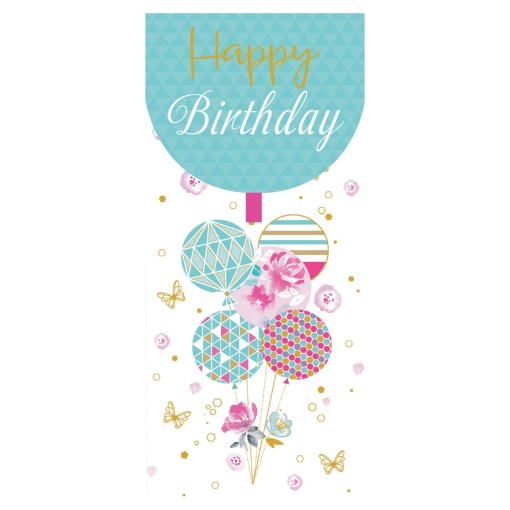 Postal de Presente Tipo Money Card PICTURA HAPPY Birthday Balões