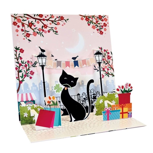 Postal PICTURA 3D Pop Up Gato Preto