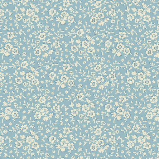 Tecido MAKOWER Beach House By Laundry Flores Azul Claro 1x1,12m