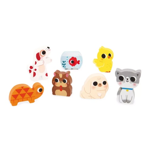 Puzzle de Madeira JANOD 7 peças Animais de Estimação