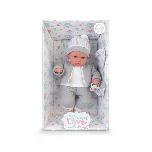 My Sweet LOVE ELEGANCE Crying Baby cinza 33cm FAMOSA