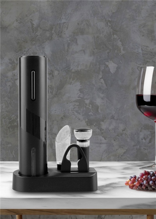 Conjunto de vinho - 5 peças com saca-rolhas recarregável