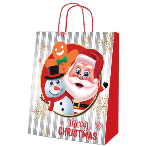 SACO DE PAPEL ASA TORCIDA NATAL MERRY CHRISTMAS 40X18X46CM PN401846PN
