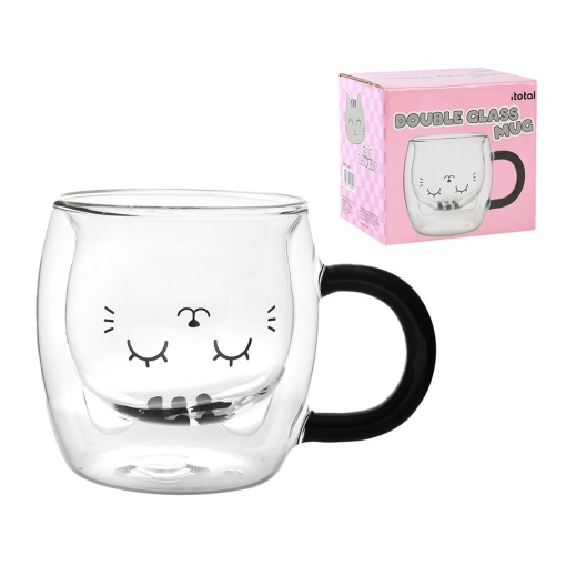 Caneca de Vidro I-TOTAL Gato Cinza