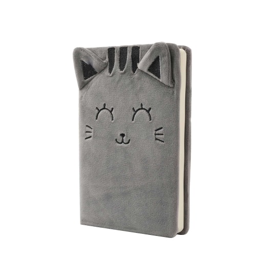 Caderno de Pelúcia A5 I-TOTAL Gato Cinza Pontilhado 96 folhas