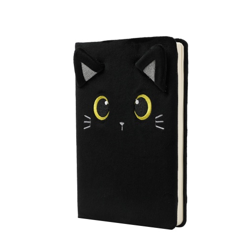 Caderno de Pelúcia A5 I-TOTAL Gato Preto Pontilhado 96 folhas