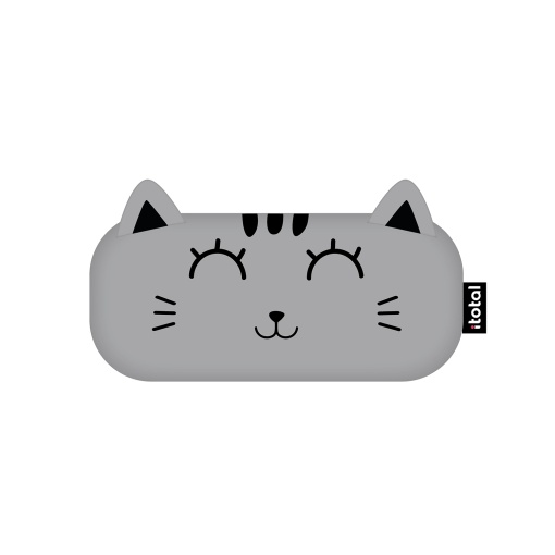 Estojo Escolar de Pelúcia I-TOTAL Gato Cinza