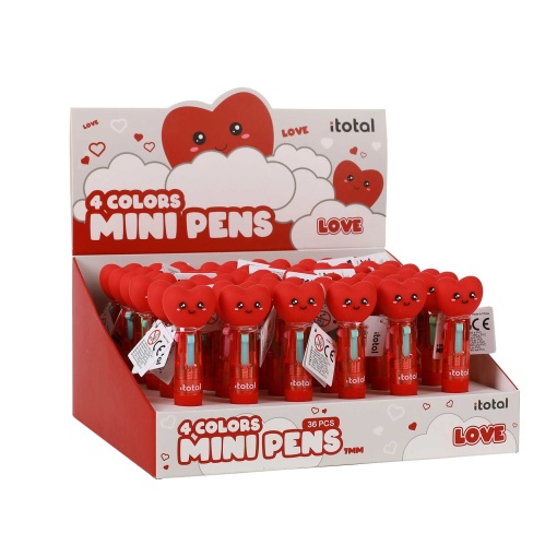 Esferográfica de 4 Cores Mini I-TOTAL LOVE
