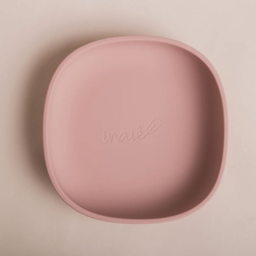 Prato de silicone com base aderente rosa INAIÊ
