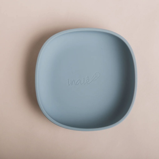 Prato de silicone com base aderente azul INAIÊ