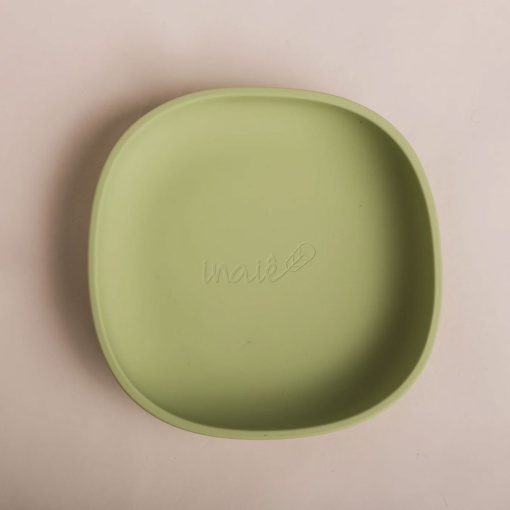 Prato de silicone com base aderente olive INAIÊ