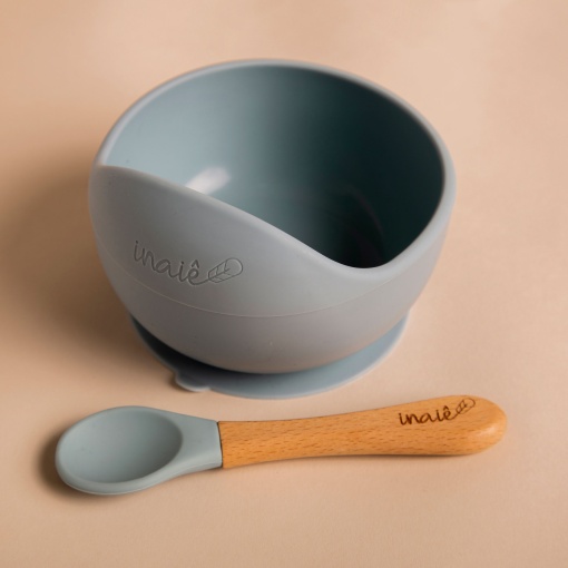 Taça de Silicone com Base Aderente + Colher Azul INAIÊ