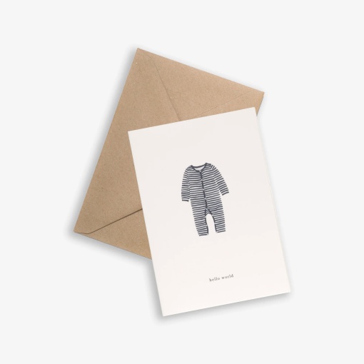 Postal KARTOTEK Babygrow Navy "Hello World"