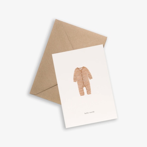 Postal KARTOTEK Babygrow Ocre "Hello World"