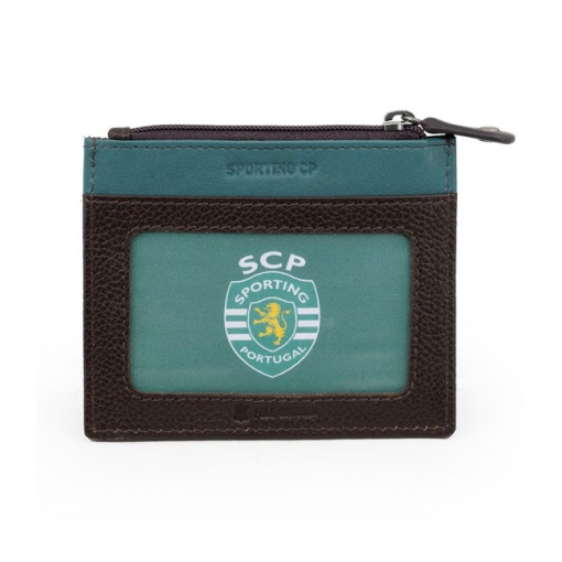 Porta-moedas/cartões em pele Sporting castanho Scp3190-02