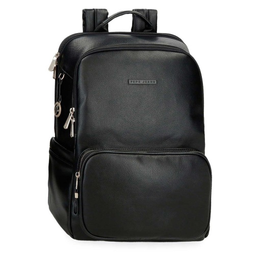 Mochila para portátil 15" e tablet 12" PEPE JEANS Elia preta adaptável a trolley