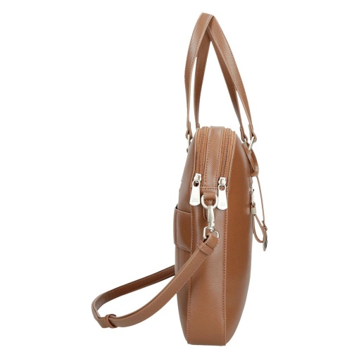 PEPE JEANS Elia camel laptop and 12" tablet bag, trolley compatible.