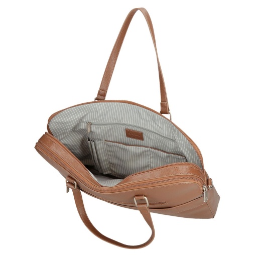 PEPE JEANS Elia camel laptop and 12" tablet bag, trolley compatible.