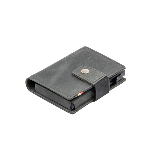 Porta-cartões RFID em Pele/Metal GARZINI Preto Escovado