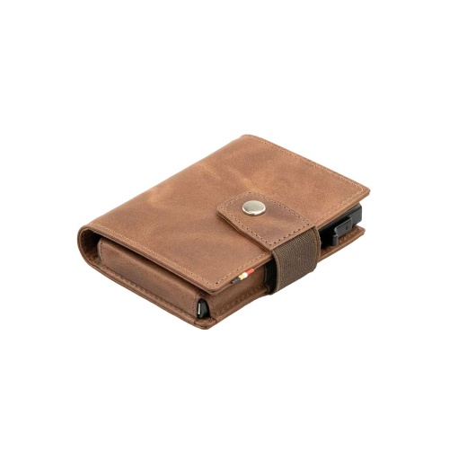 Porta-cartões RFID em Pele/Metal GARZINI Castanho Escovado