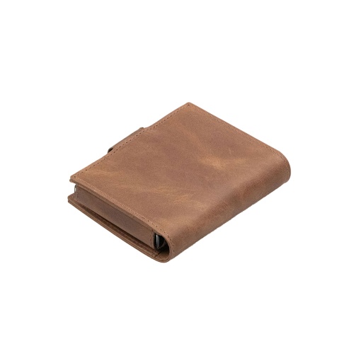 Porta-cartões RFID em pele/metal GARZINI castanho escovado