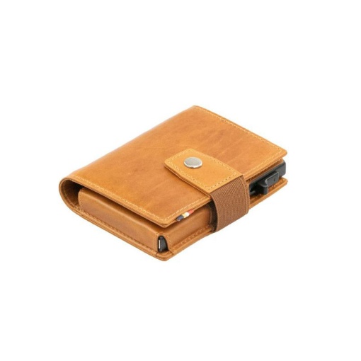 Porta-cartões RFID em Pele/Metal GARZINI CAMEL Escovado