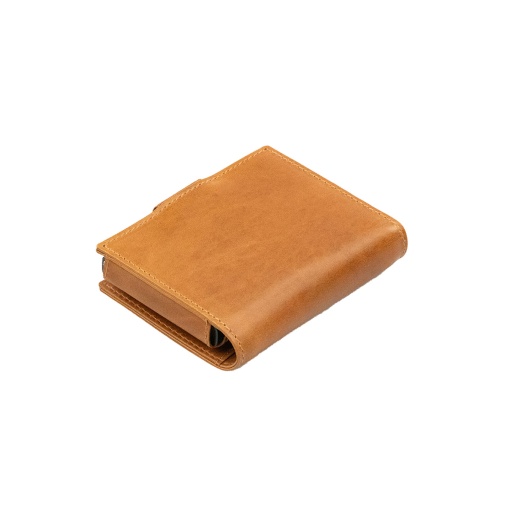 Porta-cartões RFID em pele/metal GARZINI camel escovado