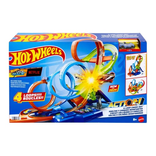 Hot Wheels pista zona de choque 4 loopings MATTEL