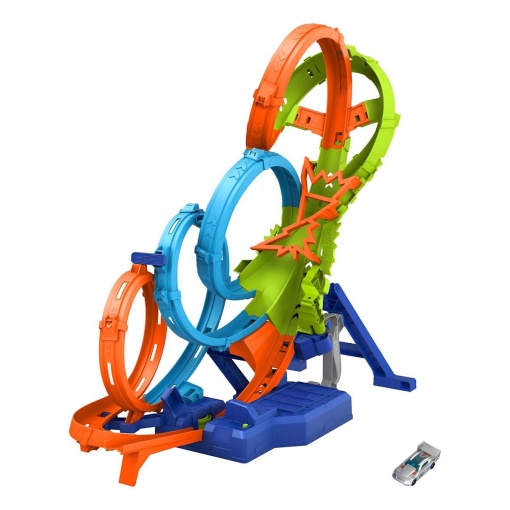 Hot Wheels pista zona de choque 4 loopings MATTEL