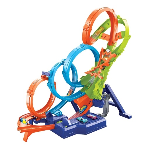 Hot Wheels pista zona de choque 4 loopings MATTEL