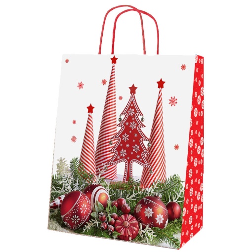 SACO DE PAPEL ASA TORCIDA NATAL DECORACOES 40X18X46CM PN401846BO