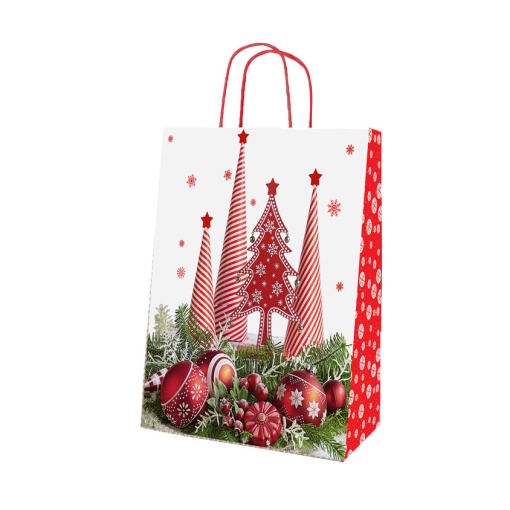 SACO DE PAPEL ASA TORCIDA NATAL DECORACOES 24X10X32CM PN241032BO