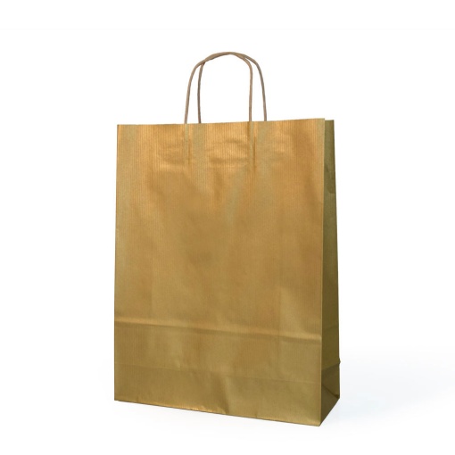 Saco de Papel Asa Torcida Kraft Dourado 32x14x40cm