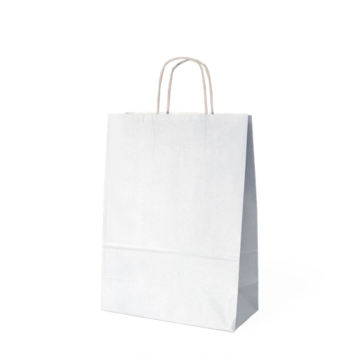 Saco de Papel Asa Torcida Branco 27x12x37cm