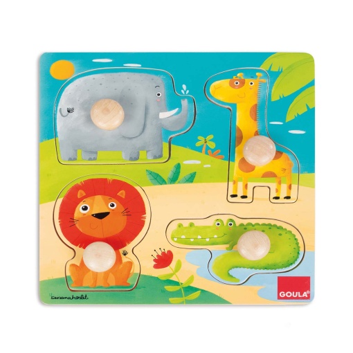 Puzzle de Madeira GOULA 4 peças Animais da Selva