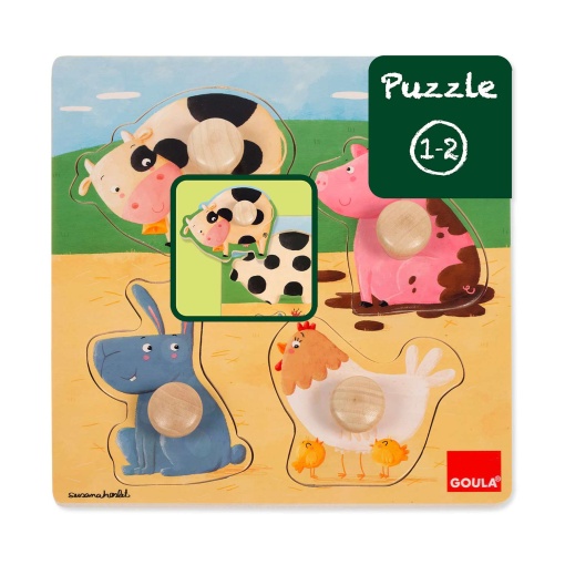 Puzzle de Madeira GOULA 4 peças Animais da Quinta